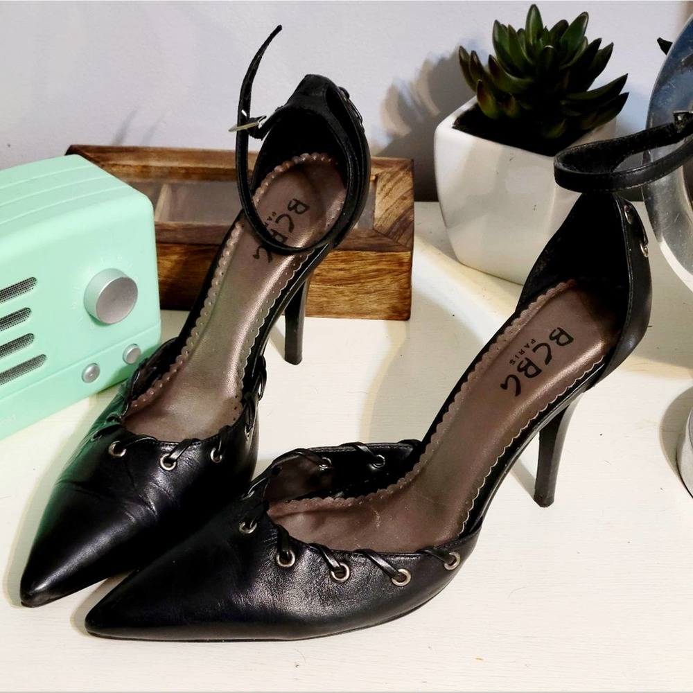 BCBG Paris black leather heels size 8
